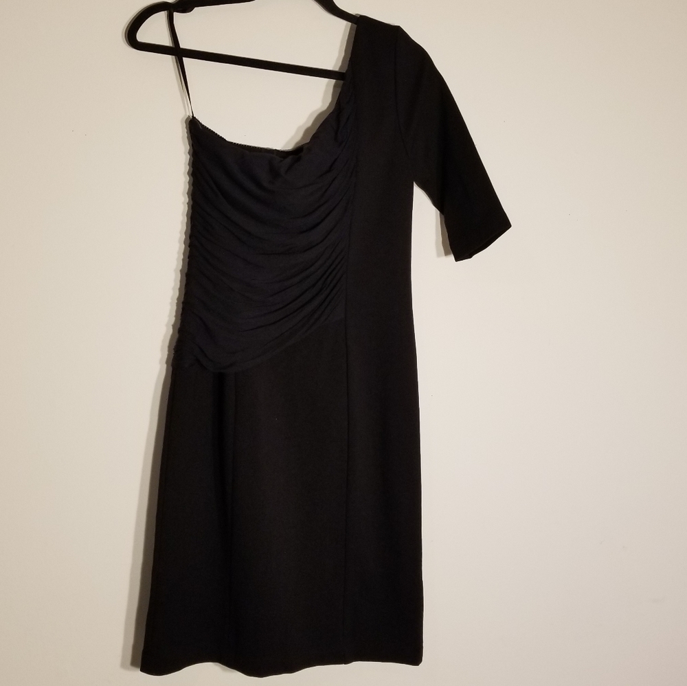 BCBG MaxAzria one shoulder body con dress